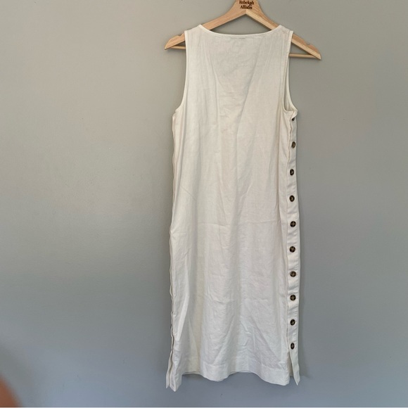 Madewell Linen & Cotton Side Button Midi Dress In Lighthouse White SIZE XS - Picture 10 of 14